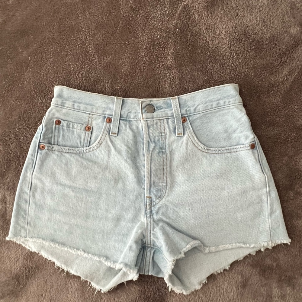 Levi's Light Blue Denim High-Rise Cutoff Shorts